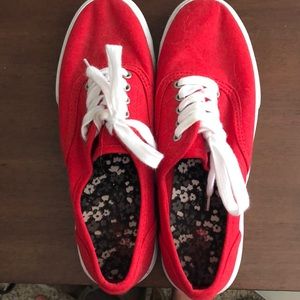 Red knock off van style sneakers